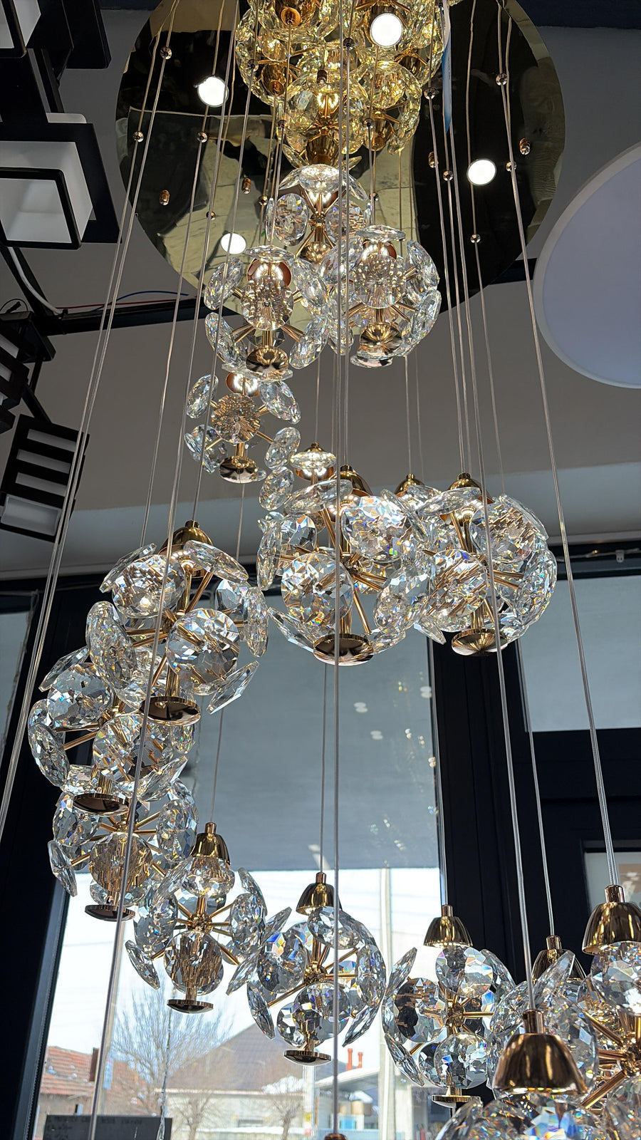 Crystal LED KILKENNY Culmino Chandelier, 144W, Neutral Light, Diameter 60cm, Gold Modern Chandeliers Default Title Alessandro Design