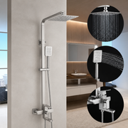 SET Shower column with faucet, Stainless steel, square para, rain effect, 3 functions, wall mounting, Satin, Accessories Included, LY005 Faucets & Shower Columns Default Title Alessandro Design