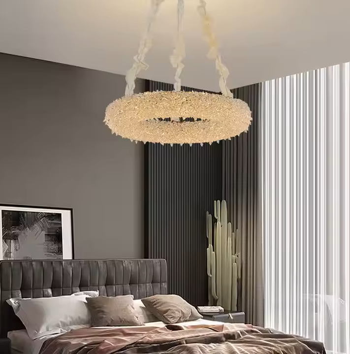 Candelabru Cristal PRAGA Magno, 26W, Lumina Calda/Rece/Neutra, Diametru 47cm, Auriu, Inaltime Reglabila Lustre LED cu Telecomanda Default Title Alessandro Design