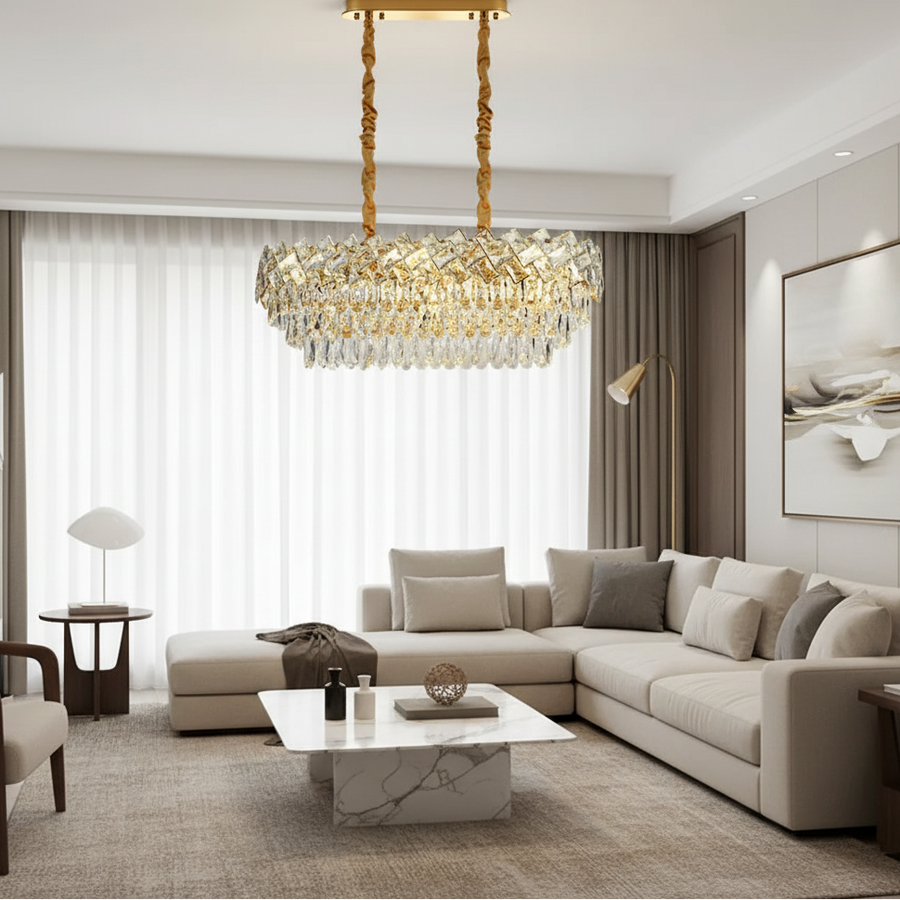 Crystal Chandelier WINDSOR Regalis 10x E14, Shiny Gold, Adjustable Height Crystal Chandeliers Default Title Alessandro Design
