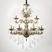 SANSSOUCI Royal Chandelier 12xE14 Metal and Crystal Adjustable Height Antique Brass Classic Chandeliers Default Title Alessandro Design