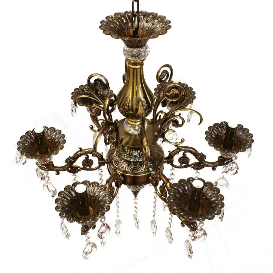 Crystal Chandelier SANSSOUCI Magno, 6xE14, Diameter 62cm, Antique Brass Classic Chandeliers Default Title Alessandro Design