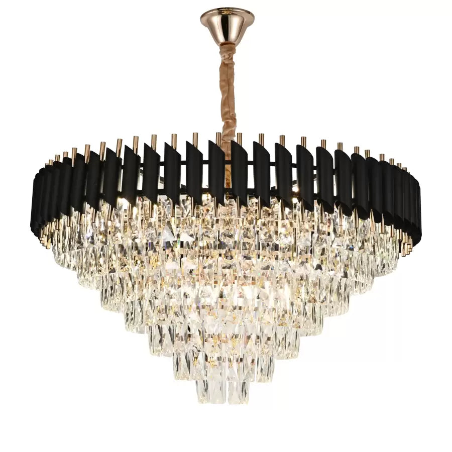 Crystal Chandelier VERSAILLES Supremo 12xE14, Diameter 80cm, Shiny Gold and Black, Adjustable Height Crystal Chandeliers Default Title Alessandro Design