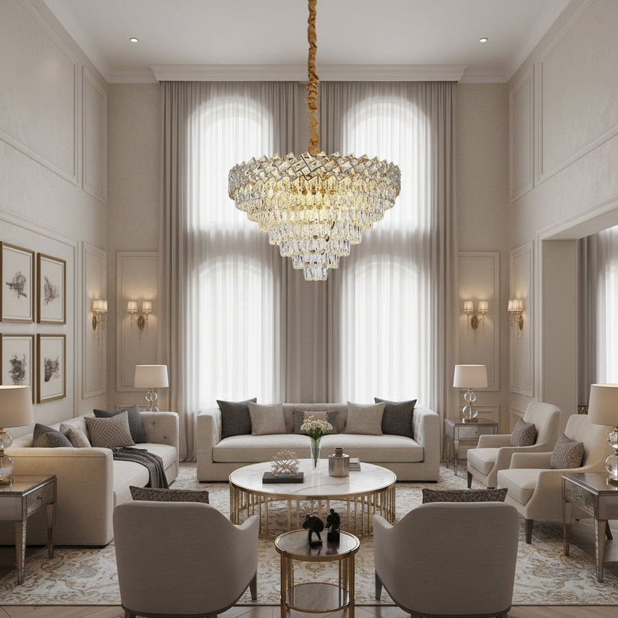 Crystal Chandelier WINDSOR Supremo 10xE14, Diameter 80cm, Shiny Gold, Adjustable Height Crystal Chandeliers Default Title Alessandro Design