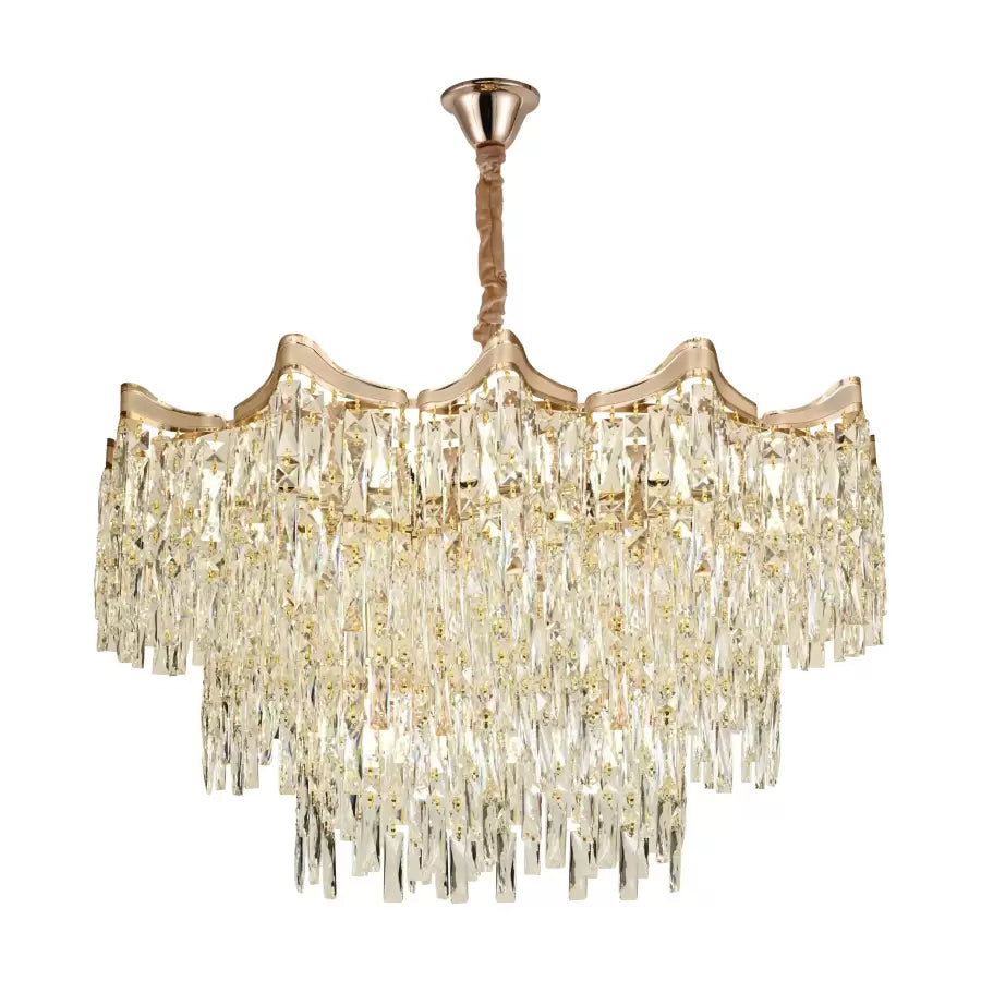 Crystal Chandelier Diameter 78cm, 20x E27, Gold, Adjustable Height Crystal Chandeliers Default Title Alessandro Design