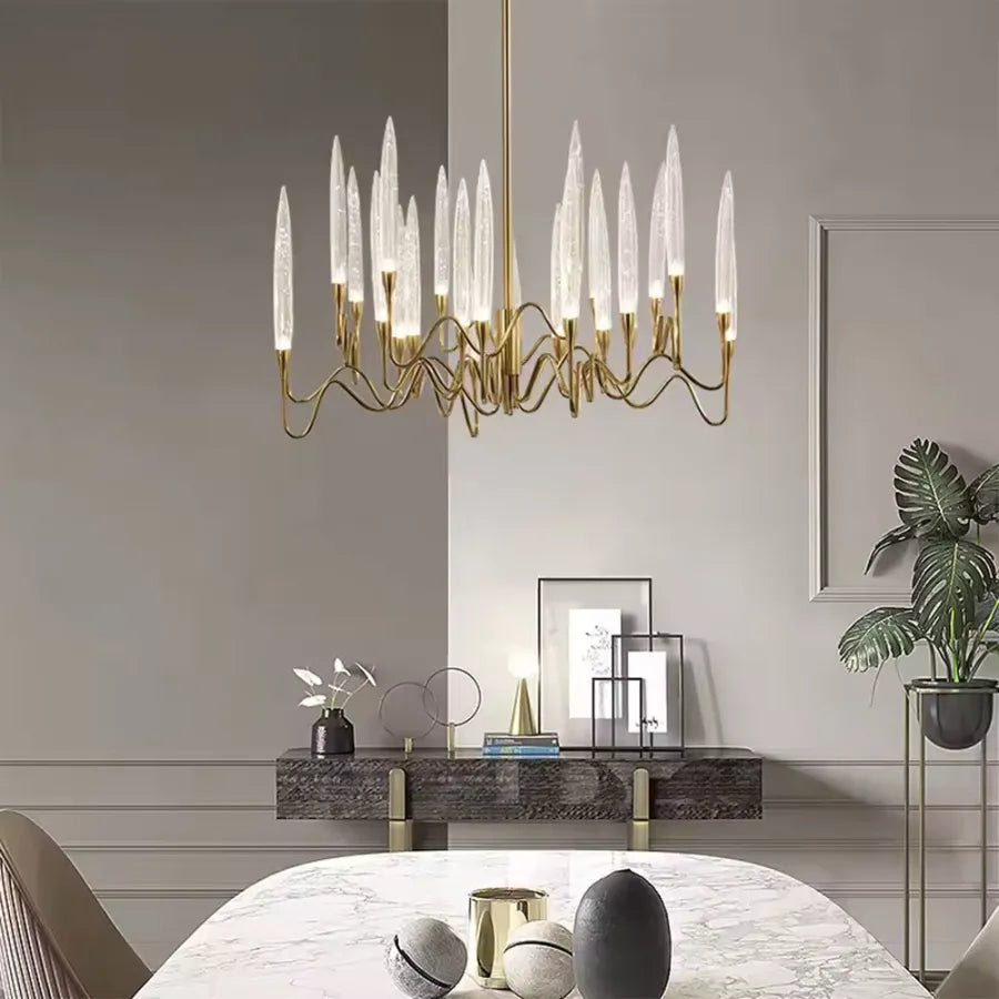 Crystal Chandelier Delta 12XG4 Gold Modern Chandeliers Default Title Alessandro Design