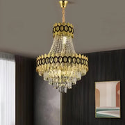Crystal Chandelier Evangeline Gold Black 10XE14 Height Adjustable Crystal Chandelier Default Title Alessandro Design