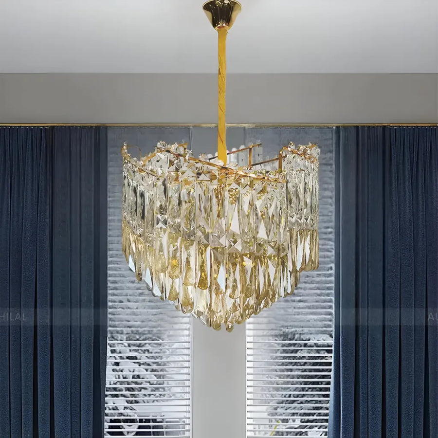 Crystal Candelabra TOPKAPI Petito 3xE27, Diameter 30cm, Shiny Gold, Adjustable Height Cristal Candelabra Default Title Alessandro Design