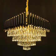 Crystal Chandelier VERSAILLES Eleganza 8x E14, 48 cm, Shiny Gold and Black, Adjustable Height Crystal Chandeliers Default Title Alessandro Design