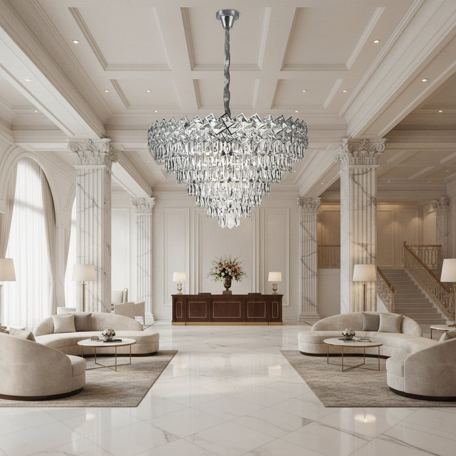 Crystal Chandelier WINDSOR Supremo 10xE14, Diameter 80cm, Shiny Chrome, Adjustable Height Crystal Chandeliers Default Title Alessandro Design