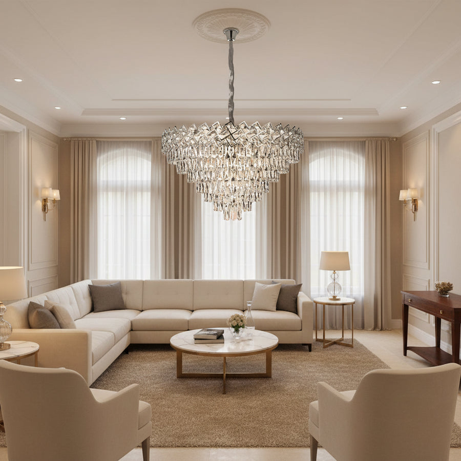 Crystal Chandelier WINDSOR Supremo 10xE14, Diameter 80cm, Shiny Chrome, Adjustable Height Crystal Chandeliers Default Title Alessandro Design