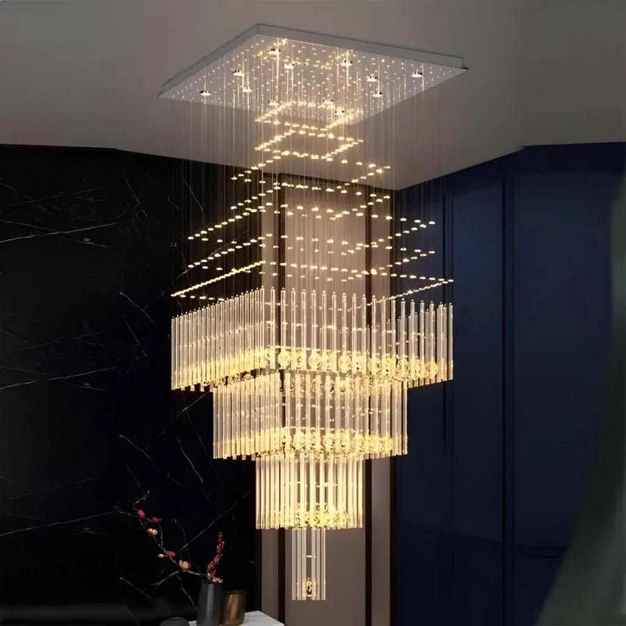 LED Crystal Chandelier 80W FLORENTIA Gold, Diameter 50cm, Height 200cm, Ladder Model Crystal Chandelier Default Title Alessandro Design