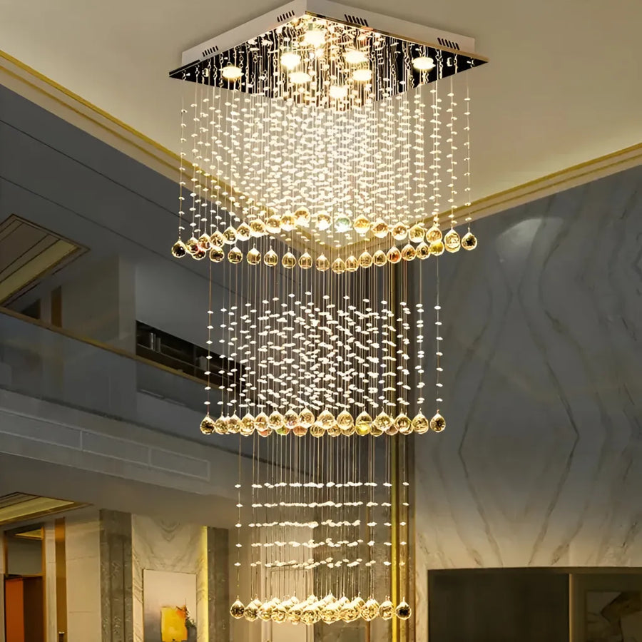 LED Crystal Chandelier 80W PALATINA Gold, Diameter 50cm, Height 200cm, Ladder Model Crystal Chandelier Default Title Alessandro Design
