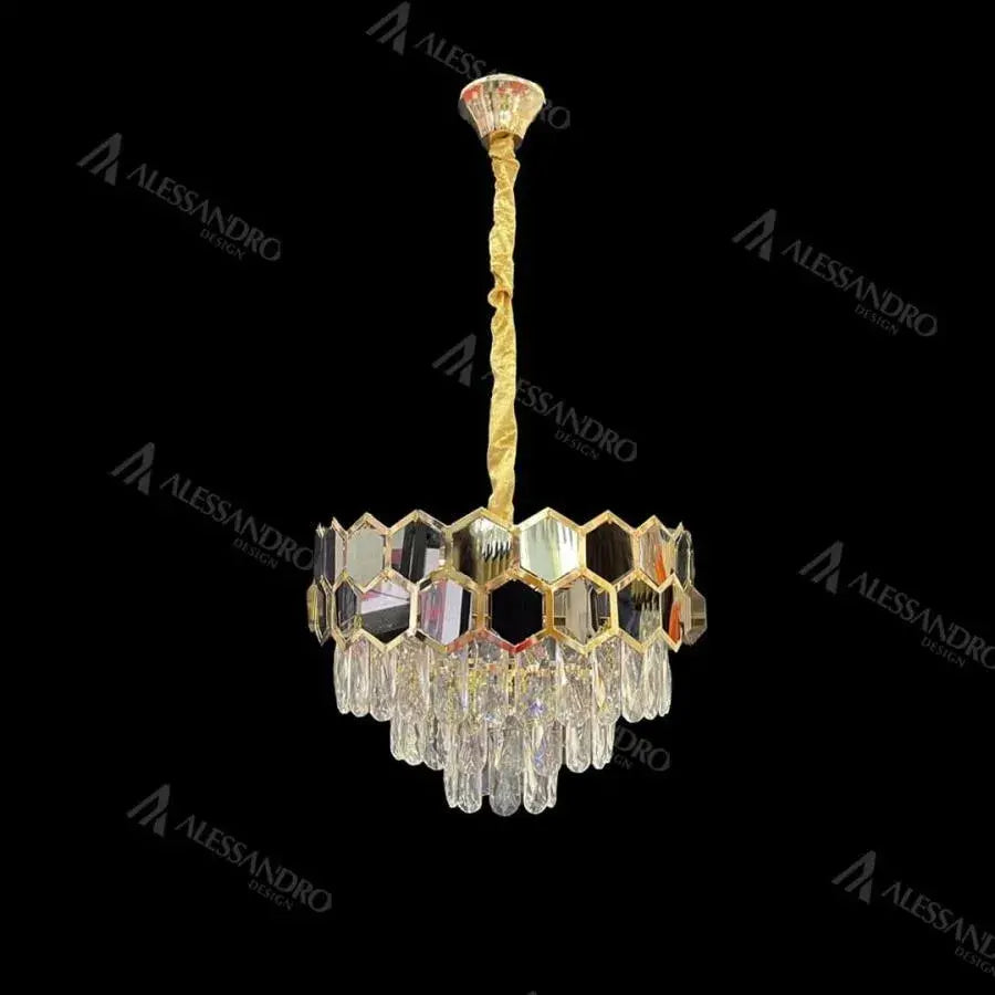 Melih Crystal Candelabra 5x E27 Diameter 40cm Gold Black Crystal Candelabra Default Title Alessandro Design