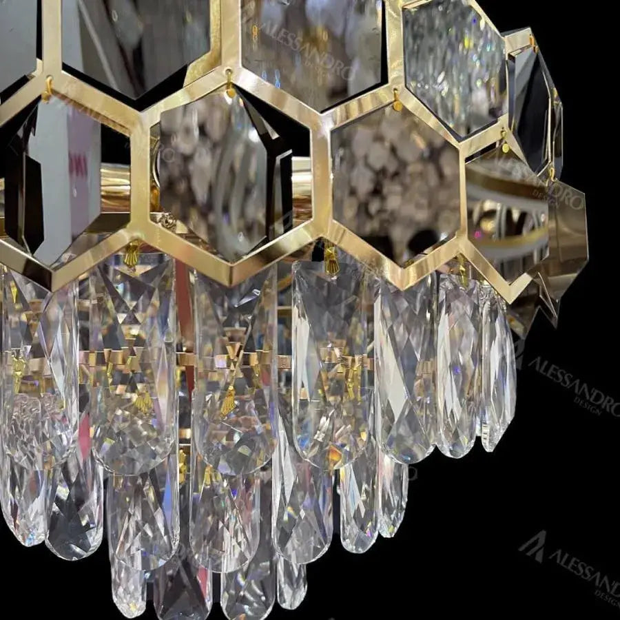 Melih Crystal Candelabra 5x E27 Diameter 40cm Gold Black Crystal Candelabra Default Title Alessandro Design