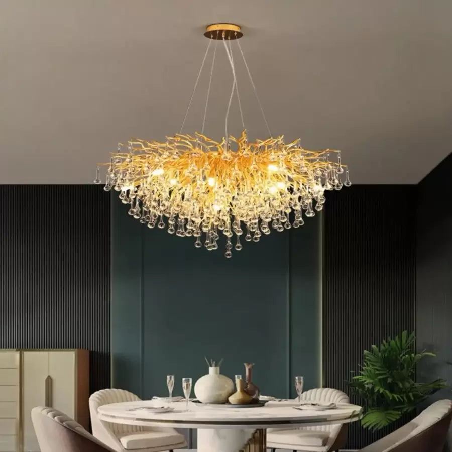 Crystal Chandelier Muhammad 10x G9 Diameter 80cm Gold Crystal Chandeliers Default Title Alessandro Design