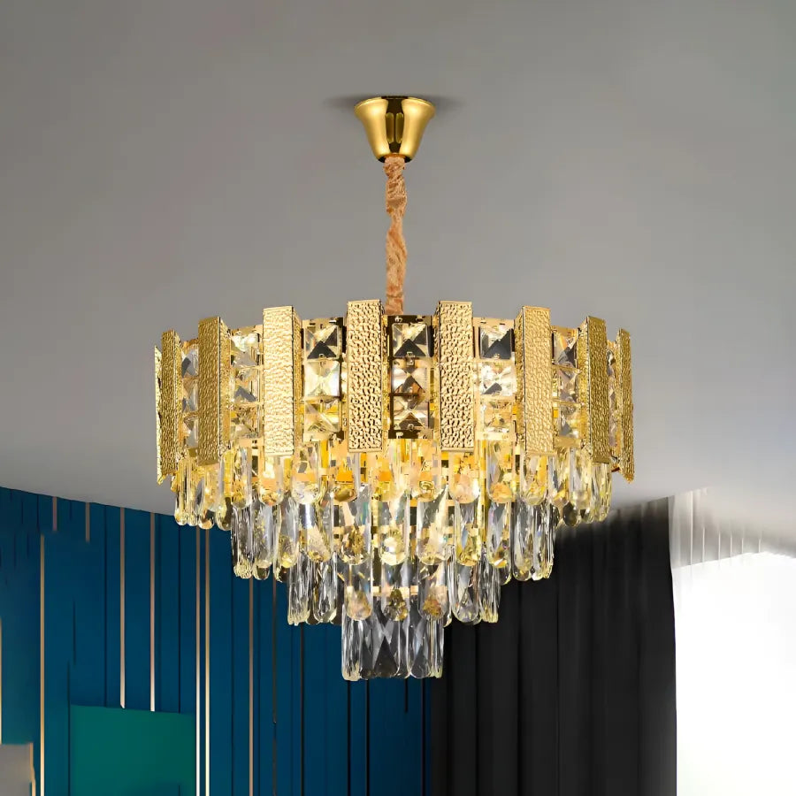 Crystal Chandelier PELES Eleganza 5xE27, Diameter 49cm, Shiny Gold, Adjustable Height Crystal Chandelier Default Title Alessandro Design