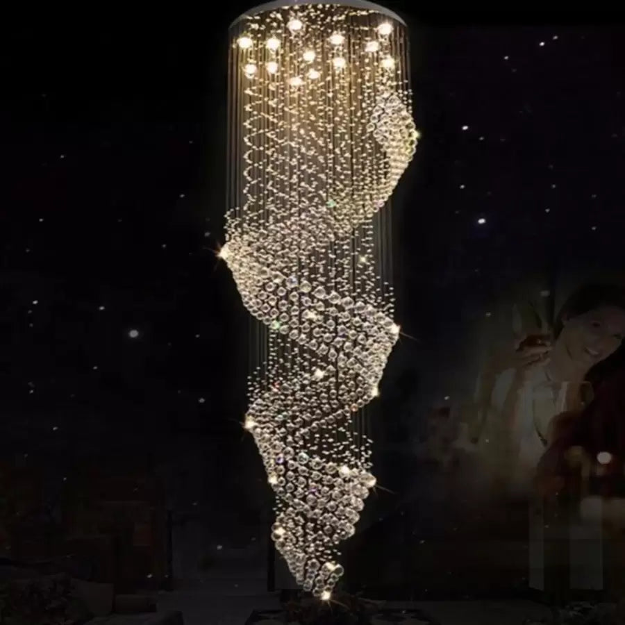 LED Crystal Candelabra 13 xGU10 Meili Chrome, Diameter 80cm, Height 240cm, Ladder Model Crystal Candelabra Default Title Alessandro Design