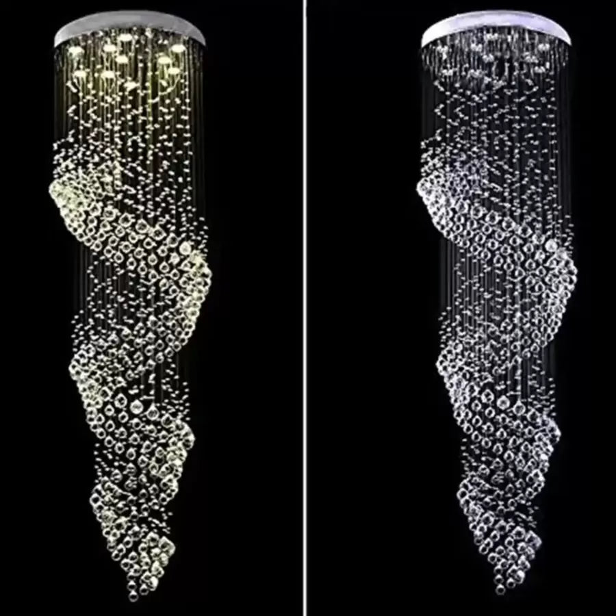 LED Crystal Candelabra 13 xGU10 Meili Chrome, Diameter 80cm, Height 240cm, Ladder Model Crystal Candelabra Default Title Alessandro Design
