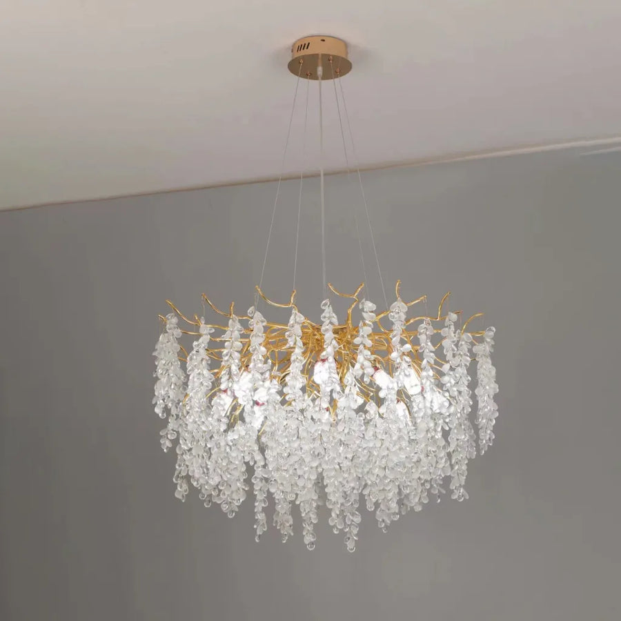 WALTZ Cascade Crystal Chandelier, 6xG9, Gold, diameter 45cm, Adjustable Height Crystal Chandeliers Default Title Alessandro Design