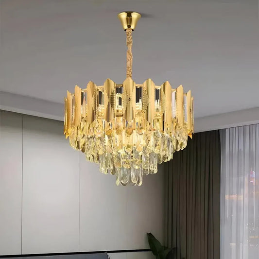 Crystal Chandelier BUCKINGHAM Elegance 8x E14, Diameter 49cm, Shiny Gold, Adjustable Height Crystal Chandeliers Default Title Alessandro Design