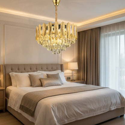 Crystal Chandelier BUCKINGHAM Petito 3xE14, Diameter 30cm, Shiny Gold, Adjustable Height Crystal Chandelier Default Title Alessandro Design