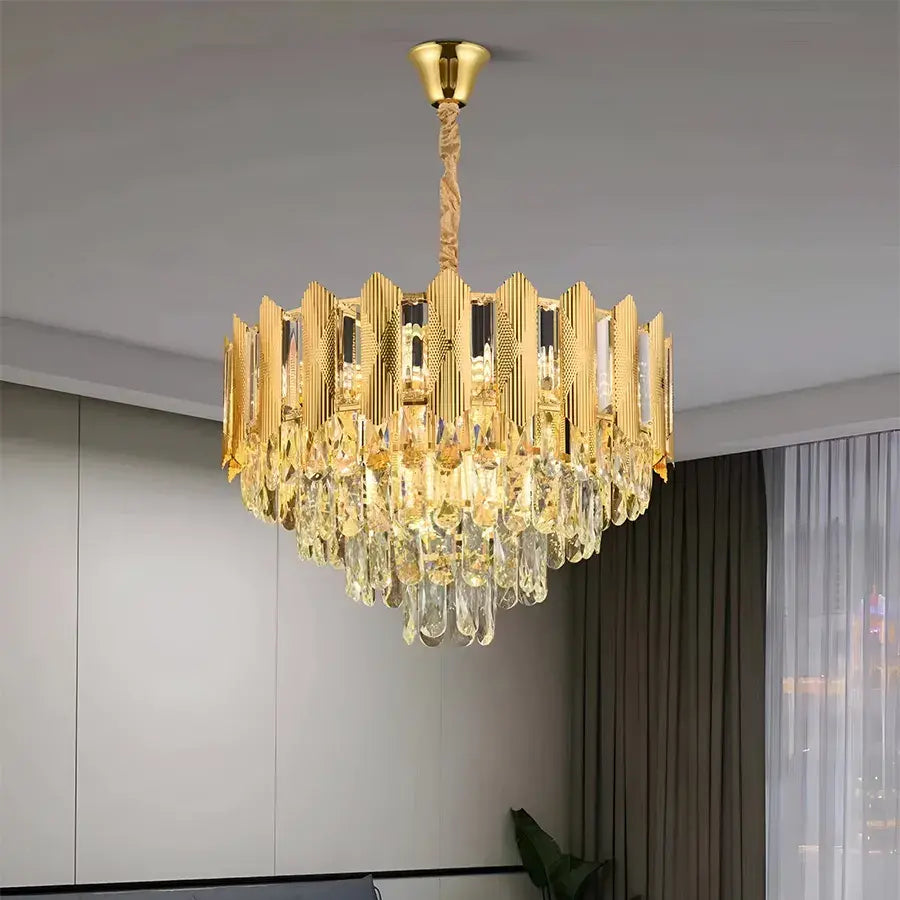 Crystal Chandelier BUCKINGHAM Nobile 5xE14, Diameter 40cm, Shiny Gold, Adjustable Height Crystal Chandeliers Default Title Alessandro Design