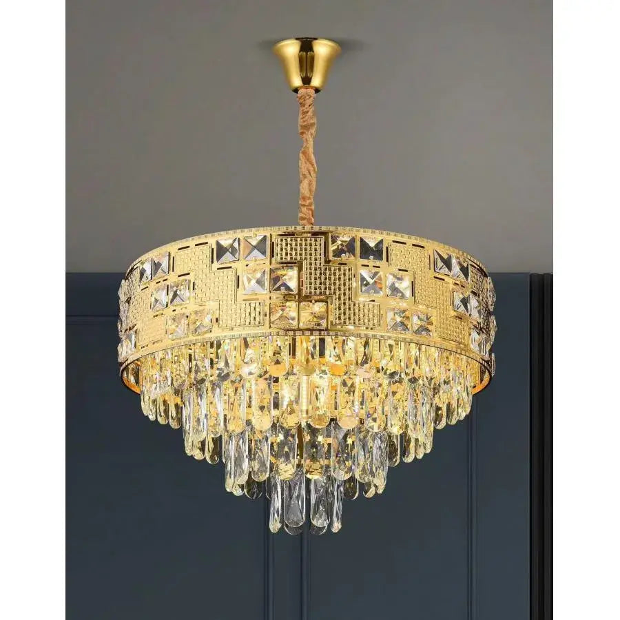 Crystal Chandelier NEUSCHWANSTEIN Elegance 7xE14, Diameter 49cm, Gold, Adjustable Height Crystal Chandeliers Default Title Alessandro Design