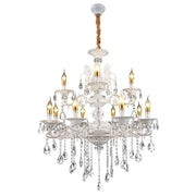 SANSSOUCI Royal Chandelier 12xE14 Metal and Crystal Height Adjustable White and Silver Crystal Chandeliers Default Title Alessandro Design