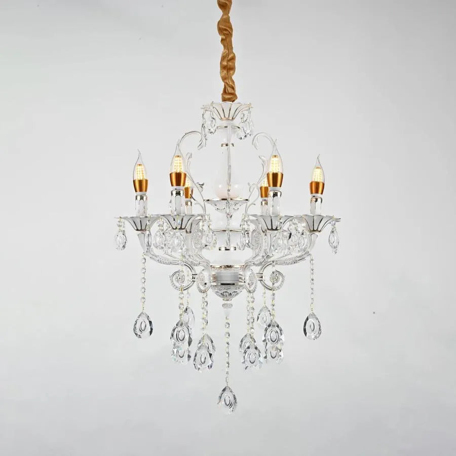 Bruhier Cristal Candelabra 6x E14, Diameter 55cm, White with Gold, Adjustable Height Cristal Candelabra Default Title Alessandro Design