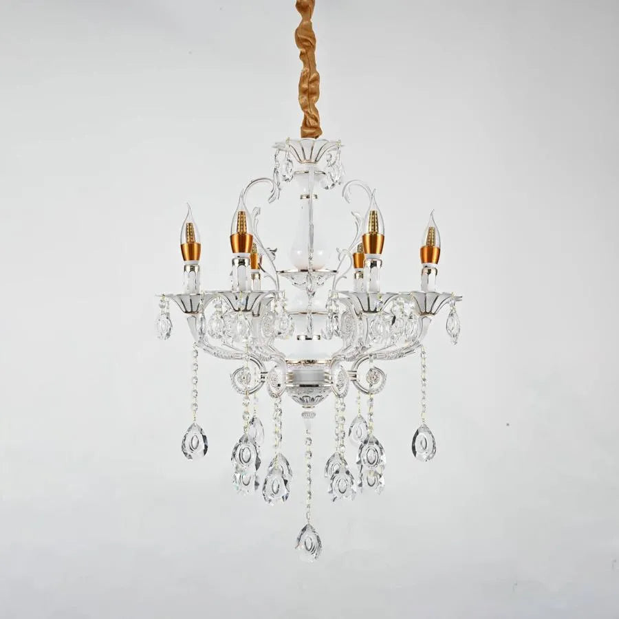 Bruhier Cristal Candelabra 6x E14, Diameter 55cm, White with Gold, Adjustable Height Cristal Candelabra Default Title Alessandro Design