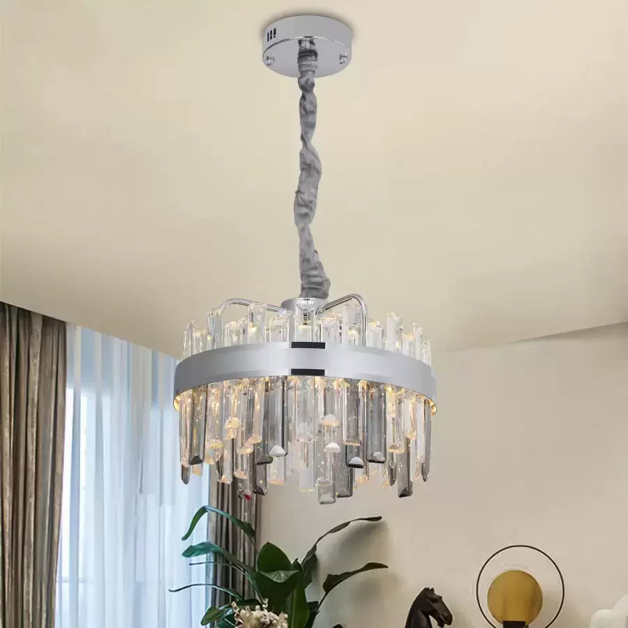 Crystal LED Chandelier with Remote Miguel 92W Dimable Silver Crystal Chandelier Default Title Alessandro Design