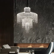 Crystal LED Chandelier with Remote Control Oscar 59W Dimable Silver Modern Chandeliers Default Title Alessandro Design