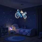Lustra LED pentru copii MOTO, Tip motocicleta, 40W, Lumina Rece/Calda/Neutra, Albastru Alb Lustre Copii Default Title Alessandro Design