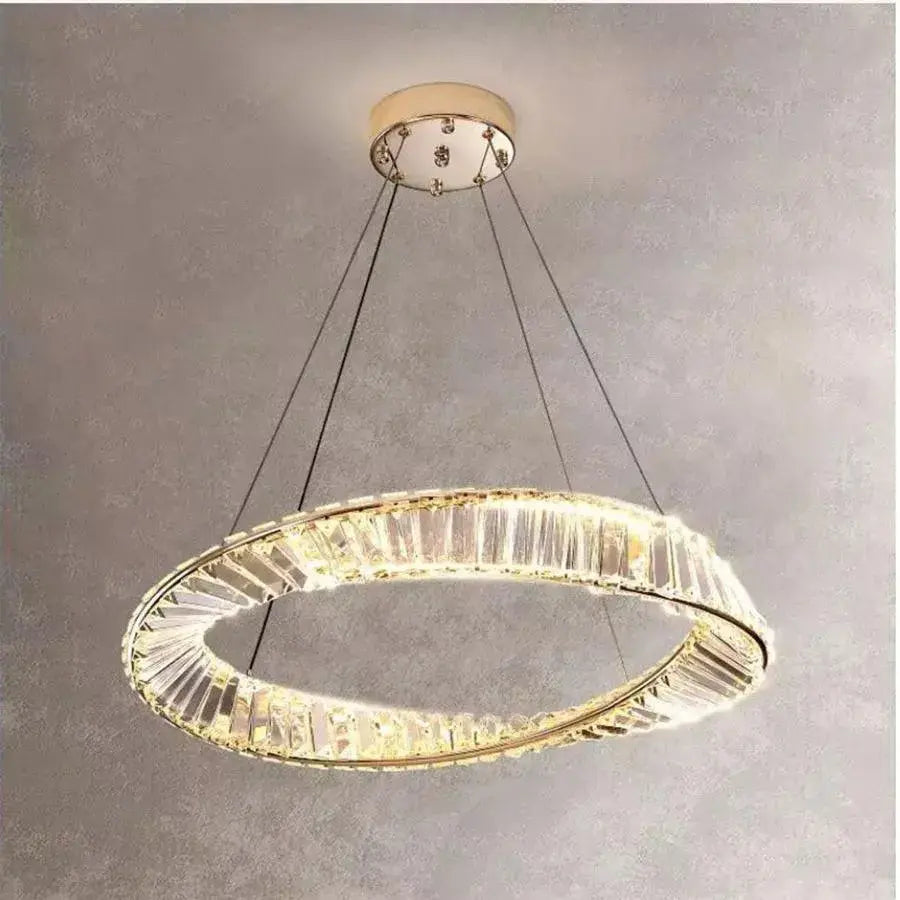 Suspended LED chandelier with remote control and crystal CAIRO 36W, 1 Circle, Cold/Warm/Neutral light, Dimmable, Shiny Gold, Height Adjustable Crystal LED Chandeliers Default Title Alessandro Design