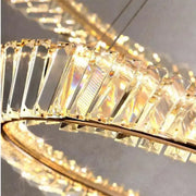 Suspended LED chandelier with remote control and crystal CAIRO 36W, 1 Circle, Cold/Warm/Neutral light, Dimmable, Shiny Gold, Height Adjustable Crystal LED Chandeliers Default Title Alessandro Design