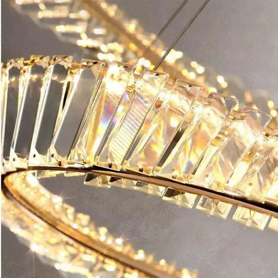 Suspended LED chandelier with remote control and crystal CAIRO 36W, 1 Circle, Cold/Warm/Neutral light, Dimmable, Shiny Gold, Height Adjustable Crystal LED Chandeliers Default Title Alessandro Design