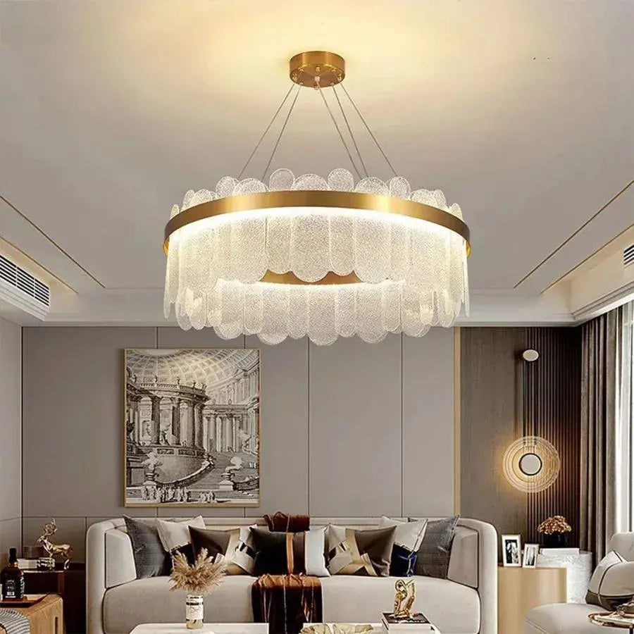 LED Chandelier with Remote Control Alonzo 93W Dimmable Diameter 60cm Golden Crystal Chandeliers Default Title Alessandro Design