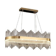 Suspended LED Chandelier with Remote Control, SIMONE 105W, Linear, Cold/Warm/Neutral light, Dimmable, Shiny Gold, Height Adjustable LED Chandelier Default Title Alessandro Design