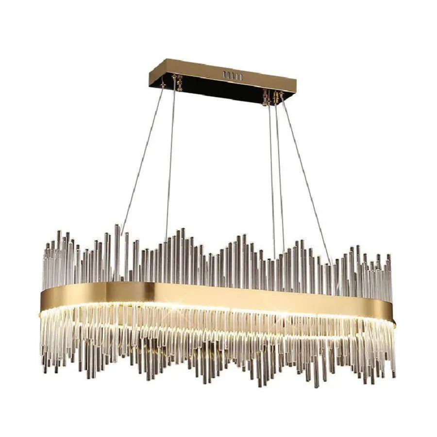 Suspended LED Chandelier with Remote Control, SIMONE 105W, Linear, Cold/Warm/Neutral light, Dimmable, Shiny Gold, Height Adjustable LED Chandelier Default Title Alessandro Design