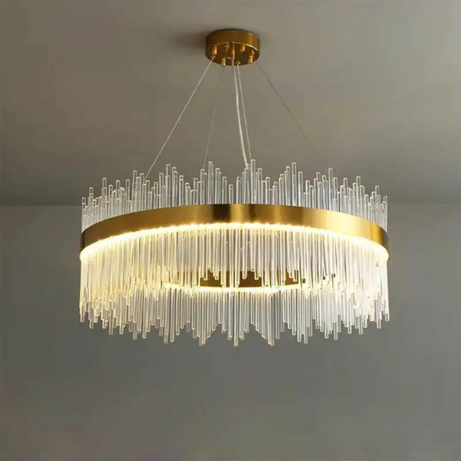 LED Chandelier with Remote Gonzalo 98W Dimable Gold Candelabre Cristal Default Title Alessandro Design