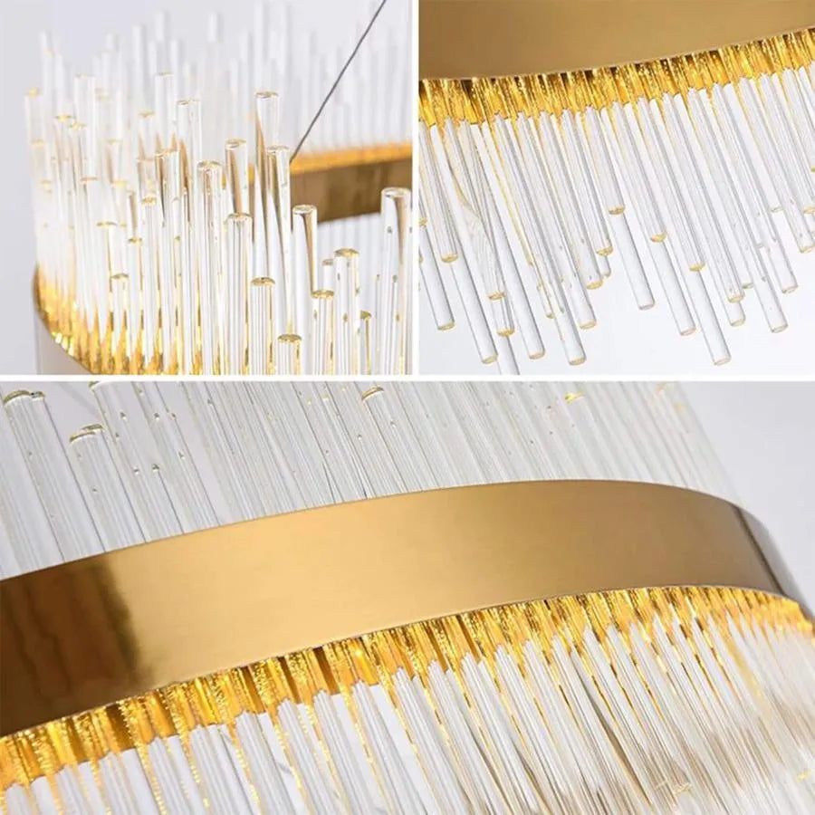 LED Chandelier with Remote Gonzalo 98W Dimable Gold Candelabre Cristal Default Title Alessandro Design