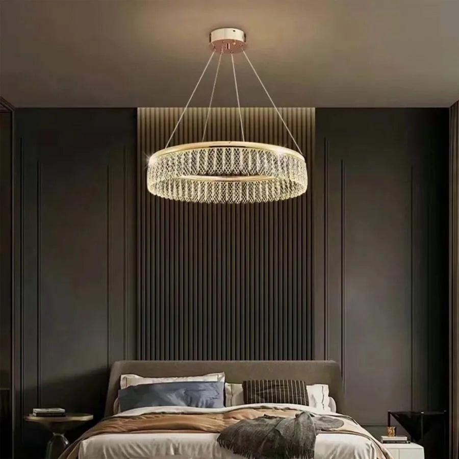 LED Chandelier with Remote Control Zareef 80W, Gold Crystal Chandelier Default Title Alessandro Design