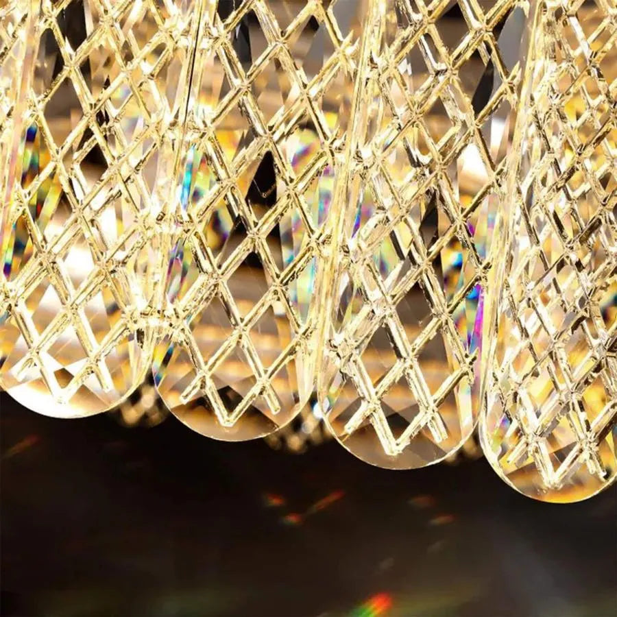 LED Chandelier with Remote Control Zareef 80W, Gold Crystal Chandelier Default Title Alessandro Design