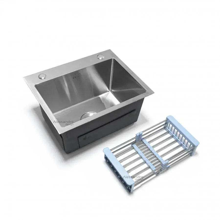 Stainless Steel Kitchen Sink, 50x40X21cm, With Accessories, Brushed Stainless Steel Sinks Default Title Alessandro Design