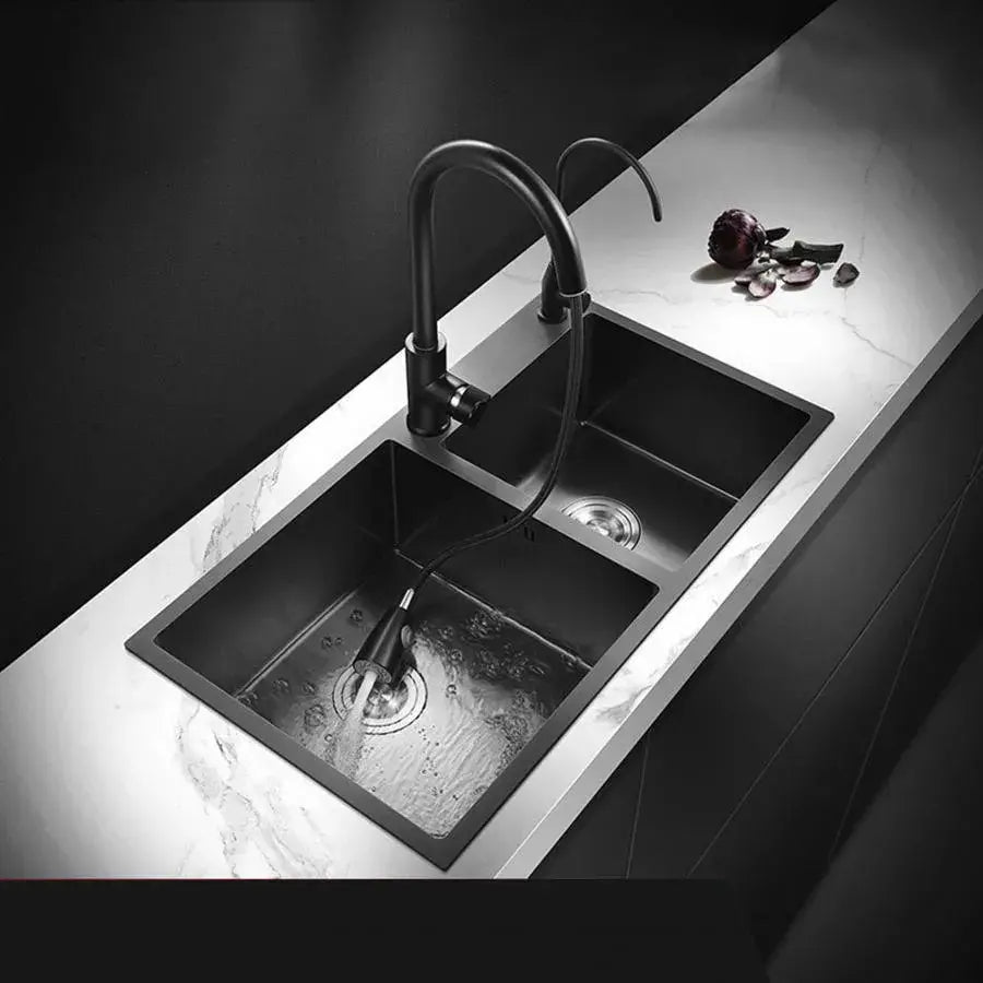 Stainless Steel Kitchen Sink, 75x45x21 cm, With Accessories, Graphite Black Default Title Alessandro Design
