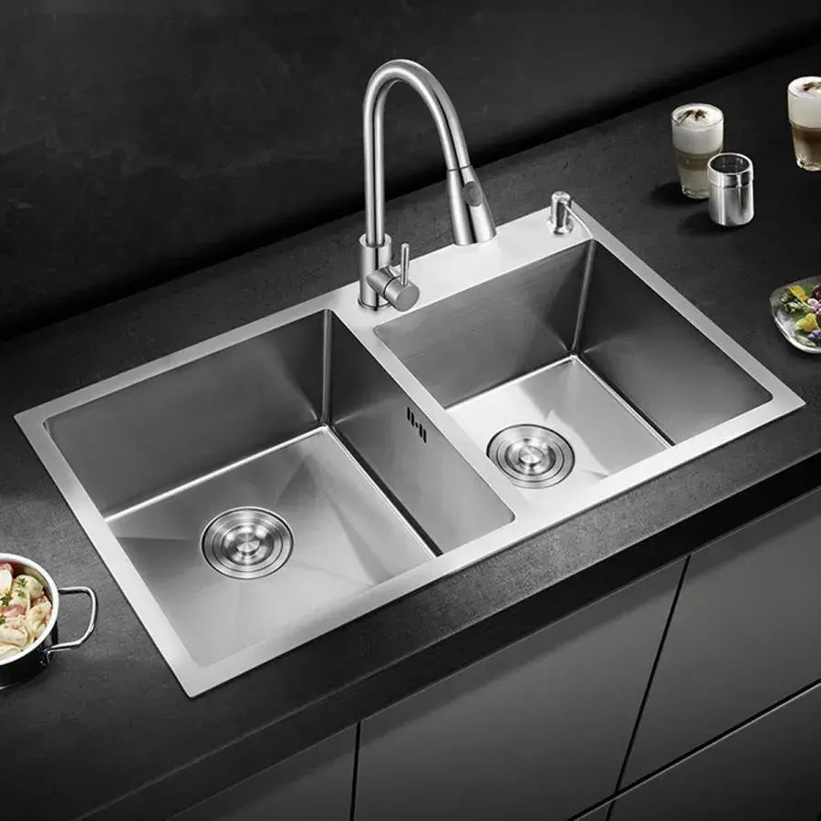 Stainless Steel Kitchen Sink, 75x45x21 cm, With Accessories, Brushed Stainless Steel Sinks Default Title Alessandro Design