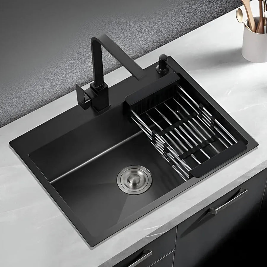 Stainless Steel Kitchen Sink 50x40x21 cm Black Graphite Sinks Default Title Alessandro Design