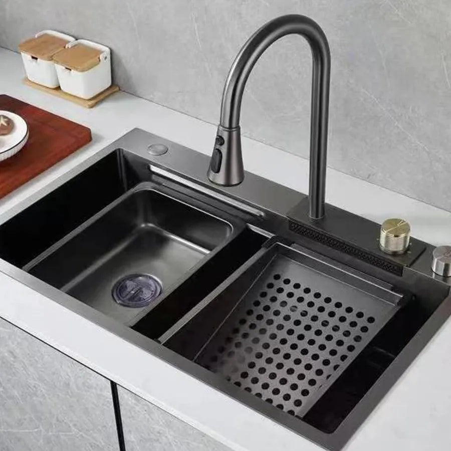 Stainless Steel Kitchen Sink with included faucet, 68x46cm, Gray Sinks Default Title Alessandro Design