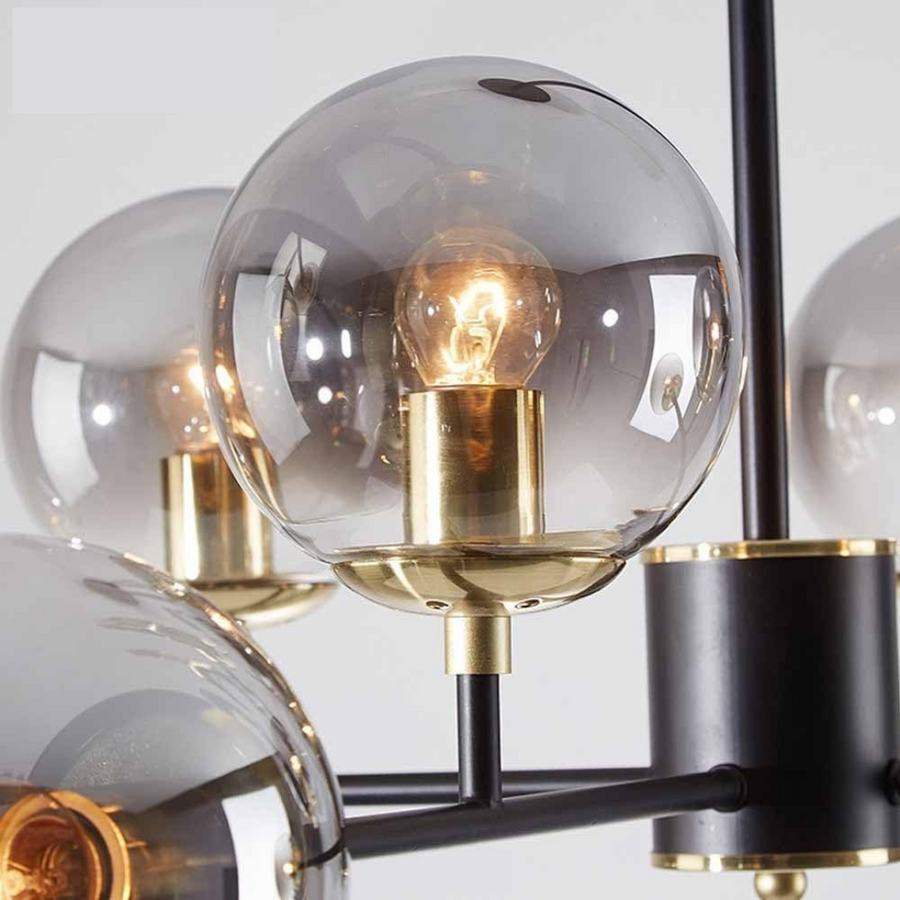 Jermija Chandelier with Lampshade, 8x E27, Black Gold Lighting Fixtures Default Title Alessandro Design